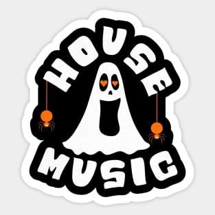 HOUSE MUSIC - Halloween Vibes (white/orange) Sticker